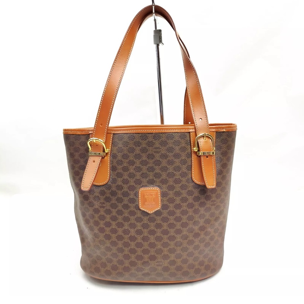 100% AUTHENTIC CELINE HAND BAG BROWN PVC 3128059